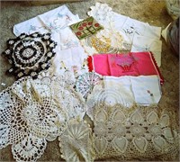 Large Lot Of Doilies & Embroidered Linens