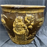 Vintage Chinese brown glazed ceramic pot
