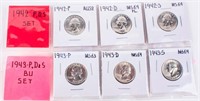 Coin 6  Washington Quarters 1942-1943 AU-BU