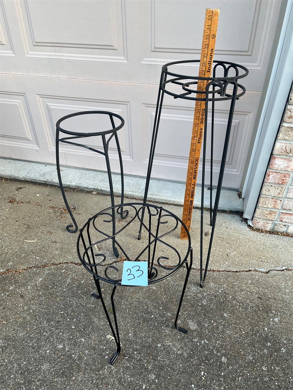 3 wrought iron plant stands