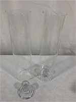 GLASS CANDLE HOLDERS 12IN 2SET