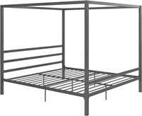 Metal Canopy Platform Bed King, Gunmetal Gray