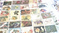 vintage used floral theme embossed postcards