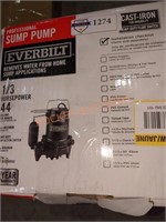 Everbilt sump pump 1/3HP , 44gals per minute