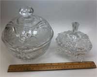 Cut Glass candy jars w/ lids (2)