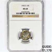 1945-S Mercury Silver Dime NGC MS68