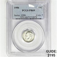 1956 Roosevelt Dime PCGS PR69