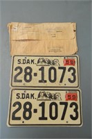 MATCHING 1959 SOUTH DAKOTA LICENSE PLATES