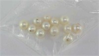 Twelve loose half drilled Akoya pearls