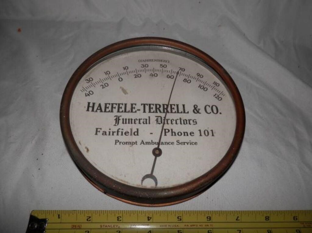 Antique Haefele-Terrel Co- adv thermometer
