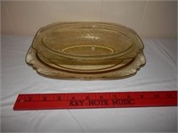 Group of 2-yellow depression glass platter & bowl