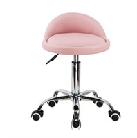 KKTONER PU Leather Rolling Stool with Low Backrest