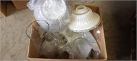 Box Of Assorted Glass Lamp Shades And More