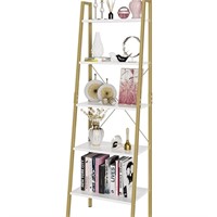 E10025  Homfa 5 Tier White Gold Bookshelf