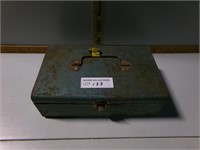 Metal box with various drill tools