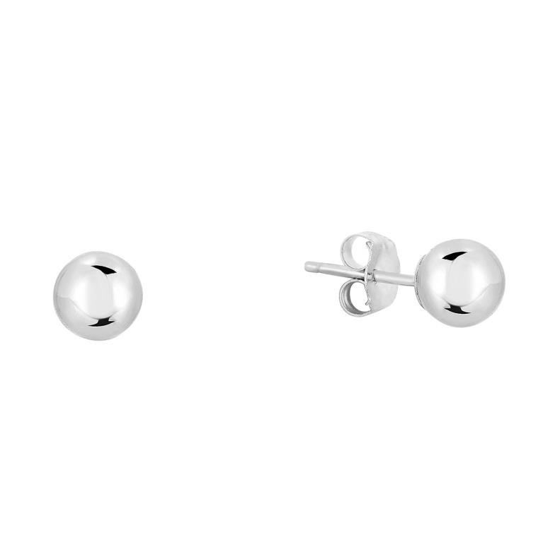 14k White Gold Ball Stud Earrings with Gold Butter