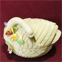 Bisque Swan Container (Vintage)