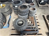 3 Sets of Pallet Forks & Various Cushion Tires