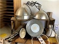 Several Lamps Including Heat Lamp Shields,