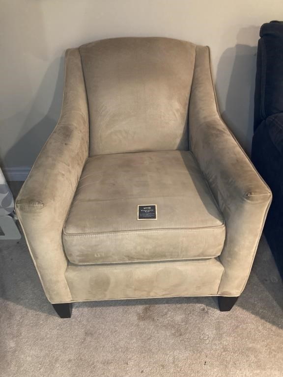 Beige Arm Chair & Matching Ottoman