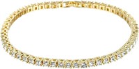 14k Gold-pl. 7.05ct Rhinestone Tennis Bracelet