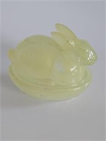 VTG YELLOW BUNNY ON A NEST-SOME PEELING FROM AGE