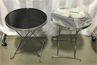 2 Side Tables w/ Black Glass Top & Chrome Legs