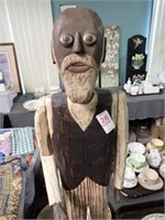 CARVED WOOD ETHNIC FIGURE 32"