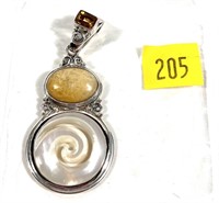 Sajen sterling silver mother of pearl, agate and