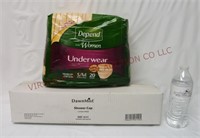 Depend for Women Size S/M & Shower Caps