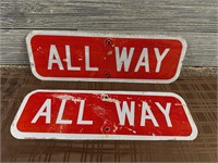 All Way Street Road Sign Pair
