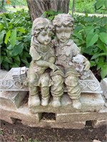 Boy & Girl w/Puppy Garden Statue