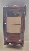 Antique Wooden Medicine Cabinet w/ Porcelain Hands