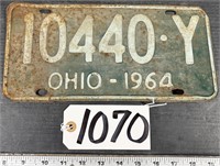 1964 Ohio License Plate