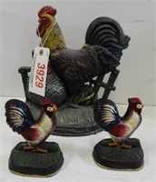 Lot #3929 - Cast iron Rooster 10” door stop,