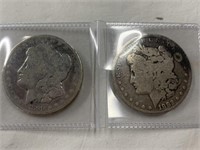 2 Morgan Silver Dollars 1882P  & 1890P