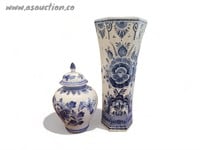 Vintage Large Blue and White Vase and Vintage