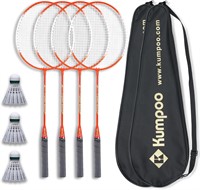 KUMPOO Badminton Rackets Set  4 Red