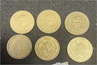 (6)  $1000 PESO MEXICAN COINS