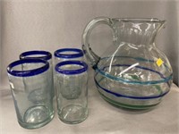 Blown Glass Water Pitcher Set