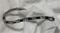 Sterling Silver Bracelet w/ Black & White Stones