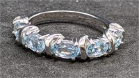 Sterling Silver & Oval Blue Topaz Ring
