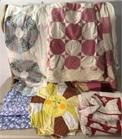 Lot of Vtg Patchwork Quilts Circle Sun Patches