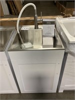 White Cabinet w/ Stainless Steel Sink and Faucet