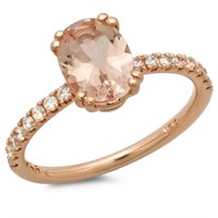 14K Gold 1.00ct Morganite & 0.20ct Diamond Ring