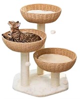 Rattan Cat Tree with 3 Nests  Sisal Rope