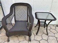 Outdoor Chair & Side Table - Some wear