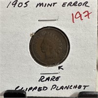 1905 INDIAN HEAD PENNY CENT CLIPPED PLANCHET