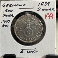 1939 2 MARK GERMANY 900 SILVER HIGH GRADE