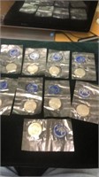 Lot of 9 Uncirculated 1971 Dollar Eisenhower Coins